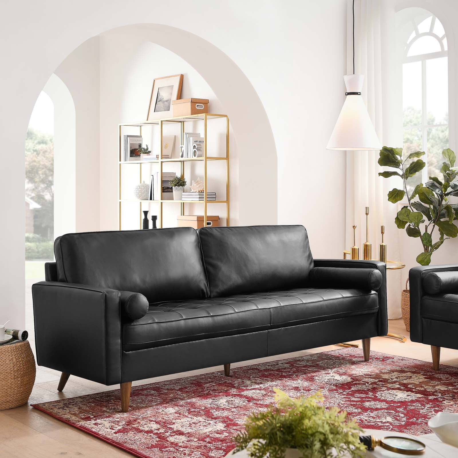Modway Sofas & Couches - Valour 81" Leather Sofa Black