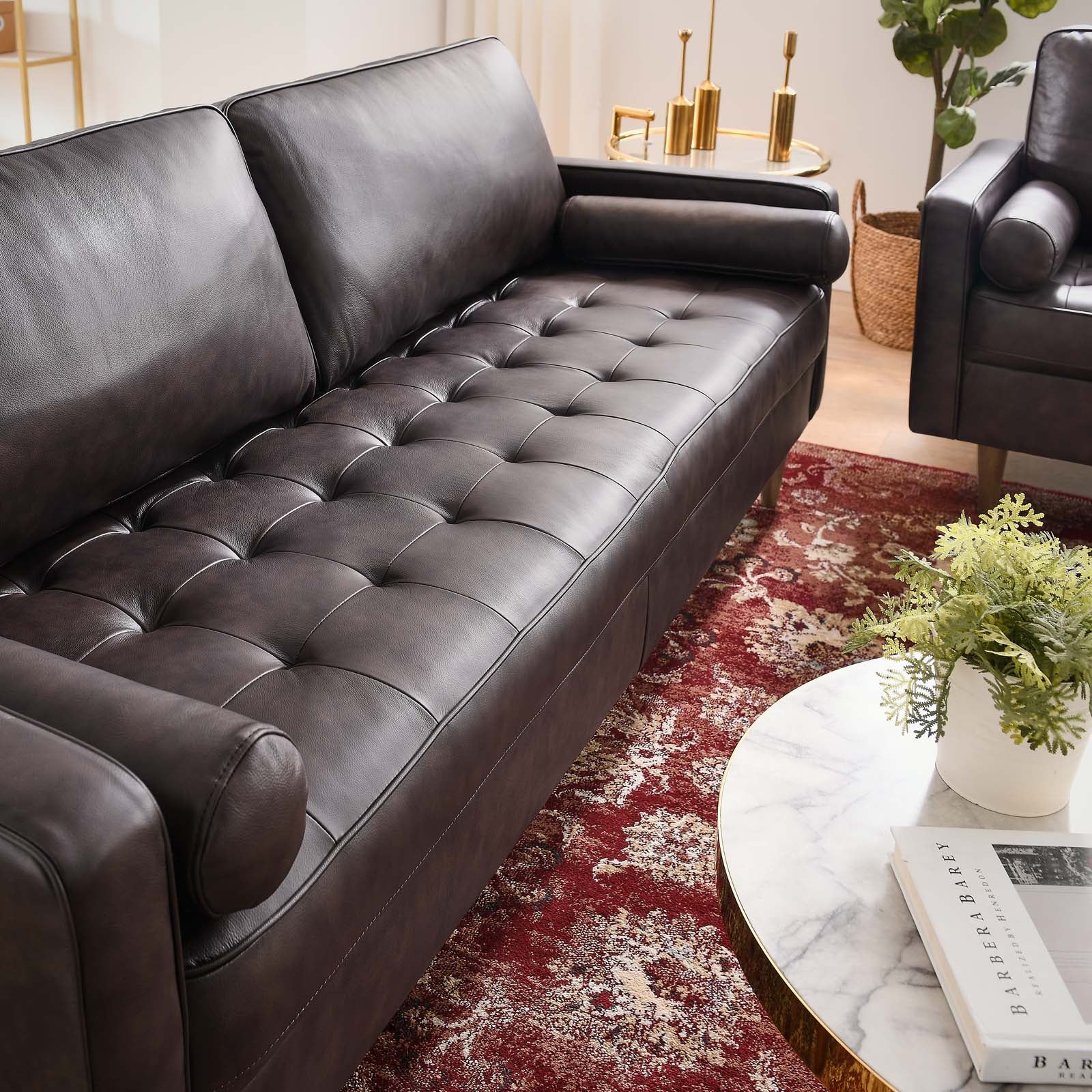 Modway Sofas & Couches - Valour 81" Leather Sofa Brown