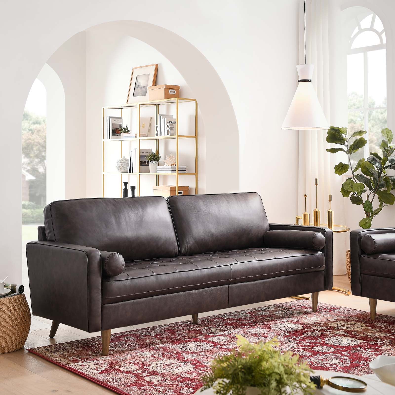 Modway Sofas & Couches - Valour 81" Leather Sofa Brown