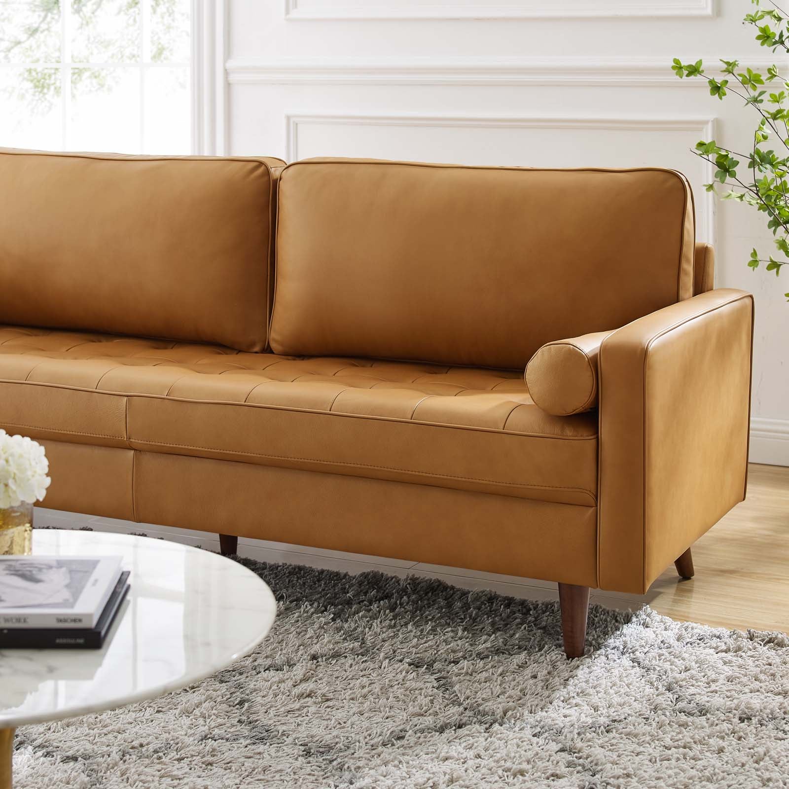 Modway Sofas & Couches - Valour 81" Leather Sofa Tan