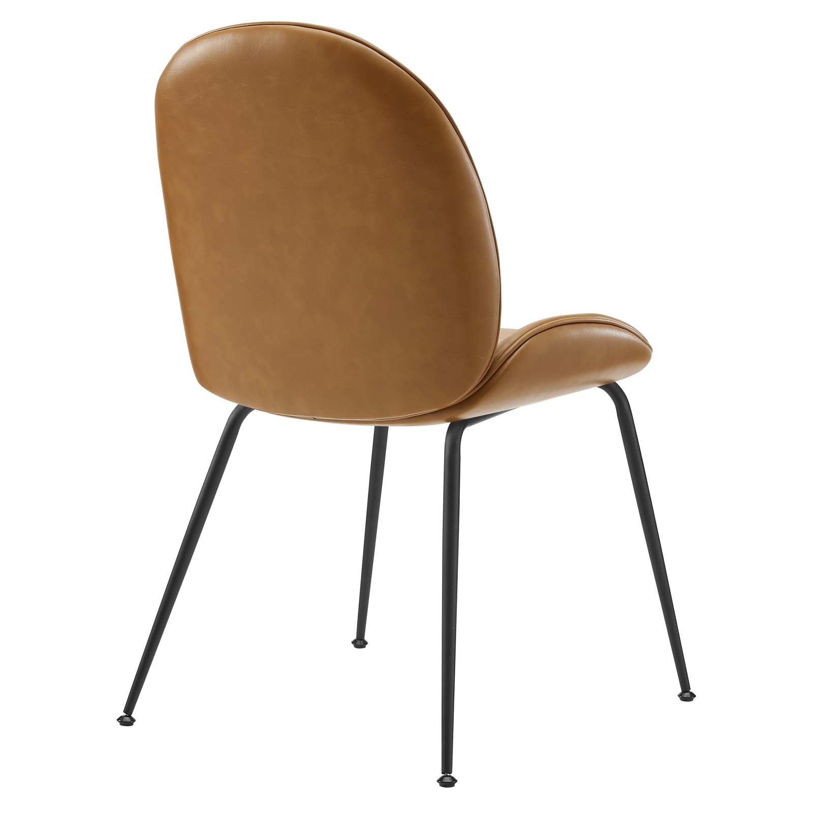 Modway Dining Chairs - Scoop-Black-Powder-Coated-Steel-Leg-Vegan-Leather-Dining-Chairs---Set-of-2-Tan
