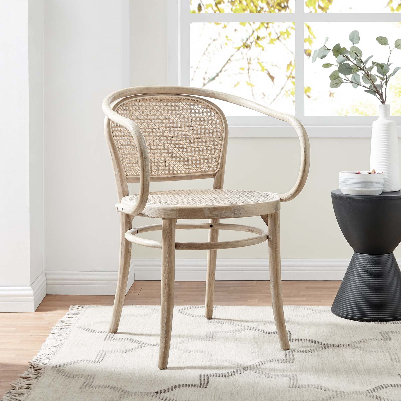 Modway Dining Chairs - Oliana Wood Dining Armchair Gray