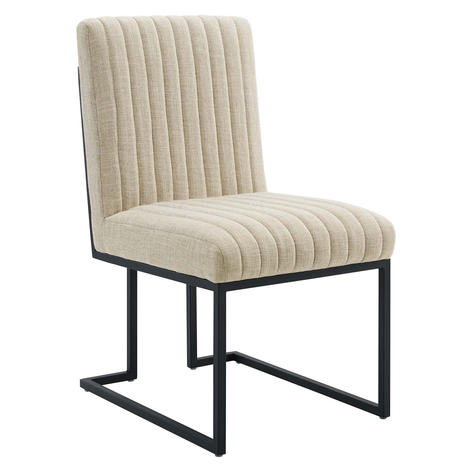 Modway Dining Chairs - Indulge Channel Tufted Fabric Dining Chair Beige