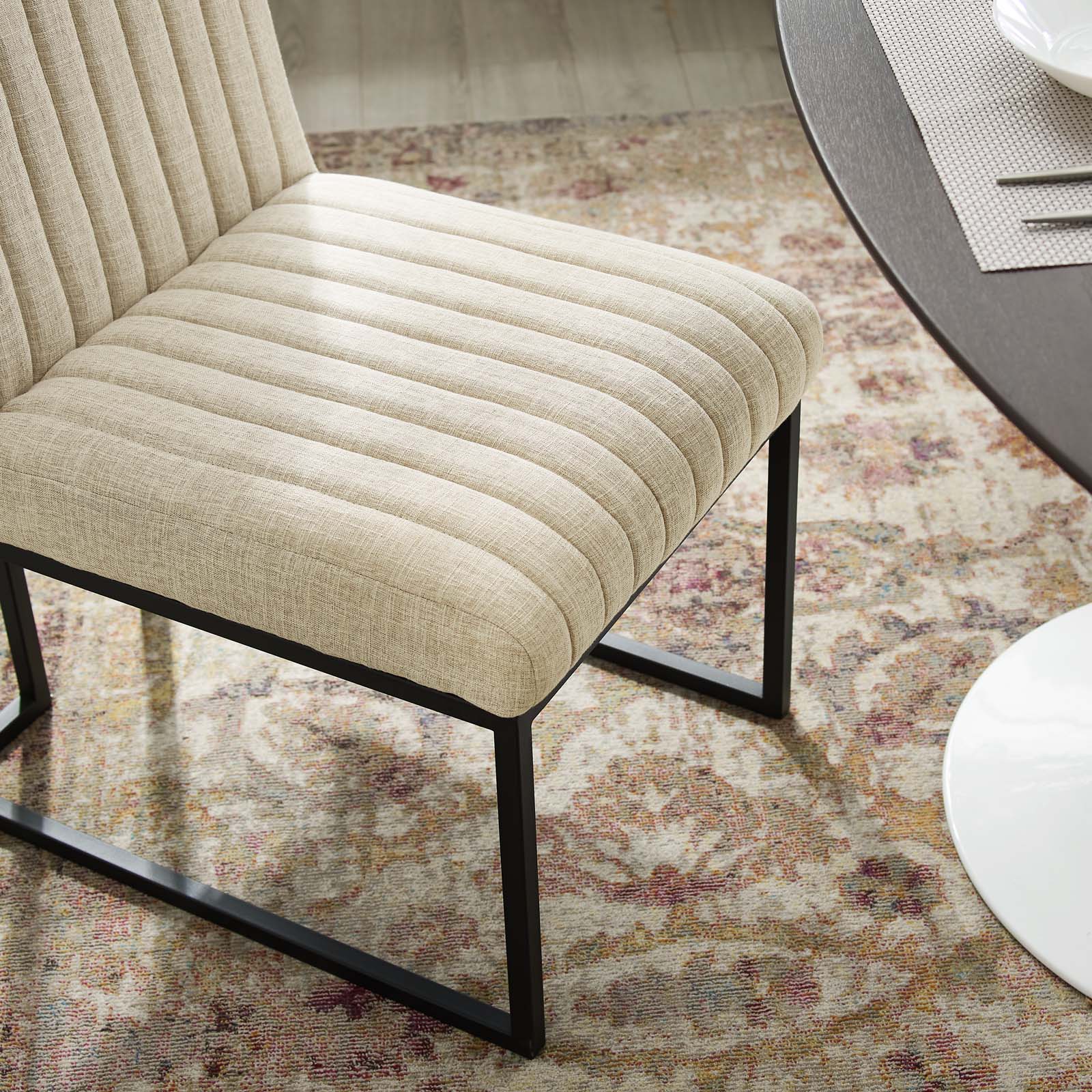 Modway Dining Chairs - Indulge Channel Tufted Fabric Dining Chair Beige