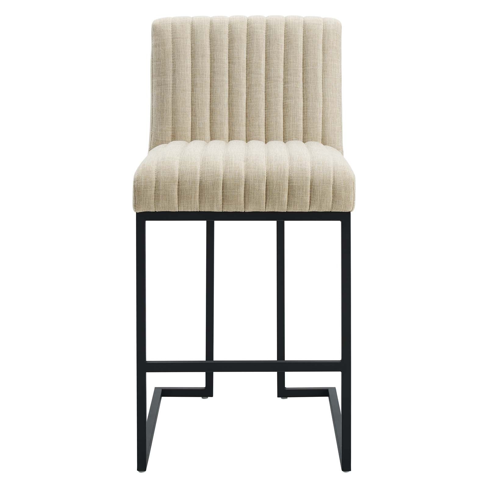 Modway Barstools - Indulge-Channel-Tufted-Fabric-Counter-Stool-Beige