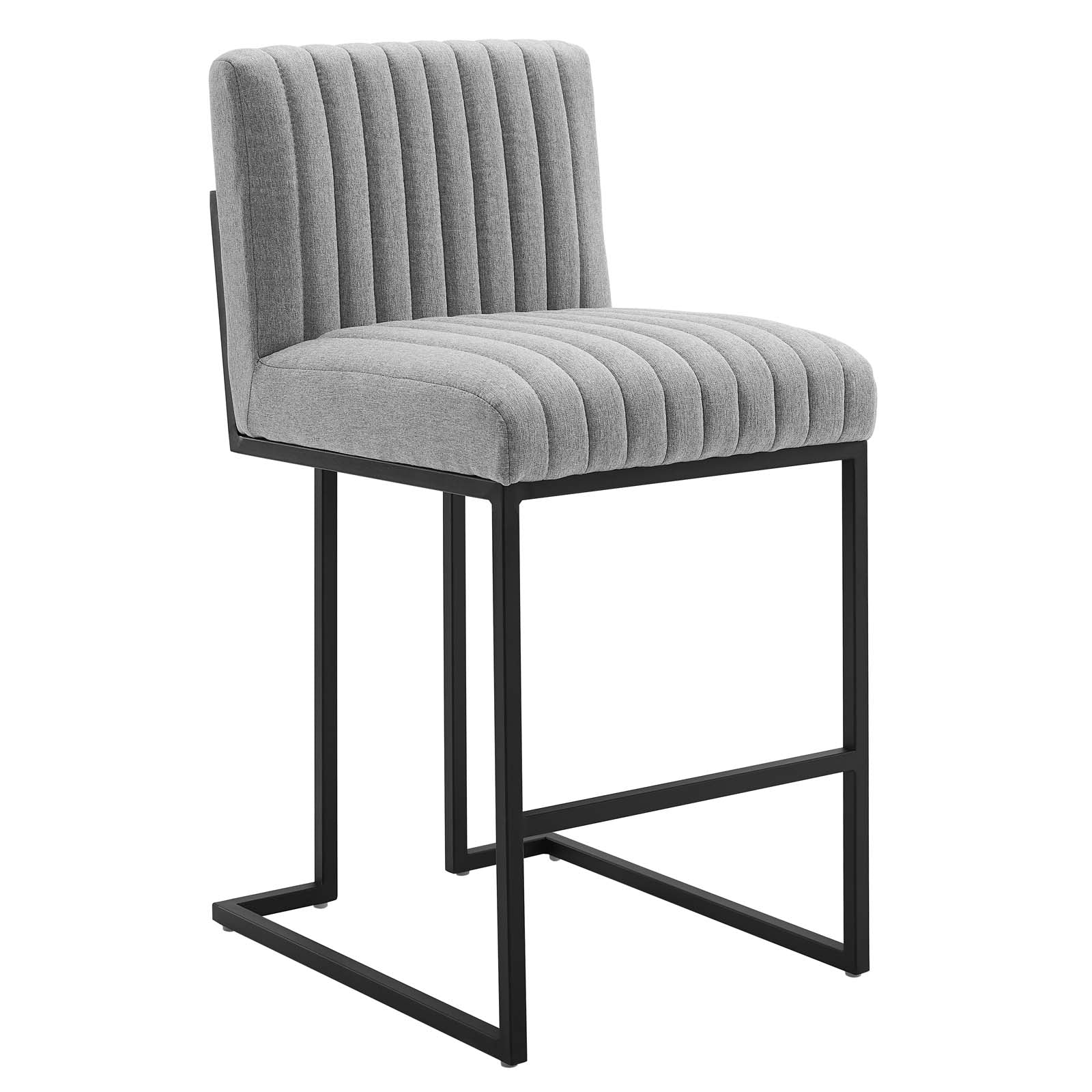 Modway Barstools - Indulge Channel Tufted Fabric Counter Stool Light Gray