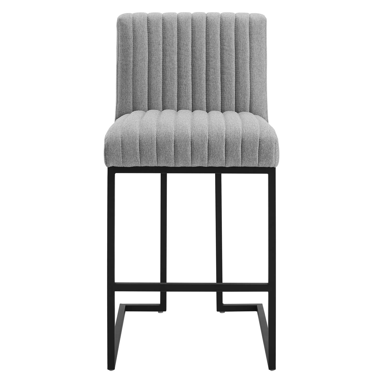 Modway Barstools - Indulge Channel Tufted Fabric Counter Stool Light Gray