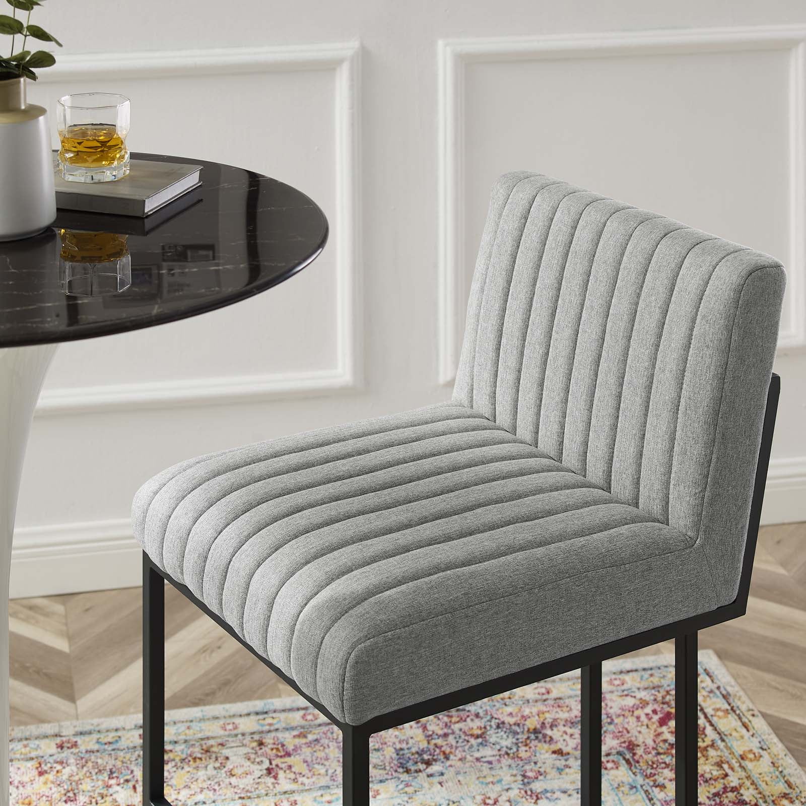 Modway Barstools - Indulge Channel Tufted Fabric Counter Stool Light Gray
