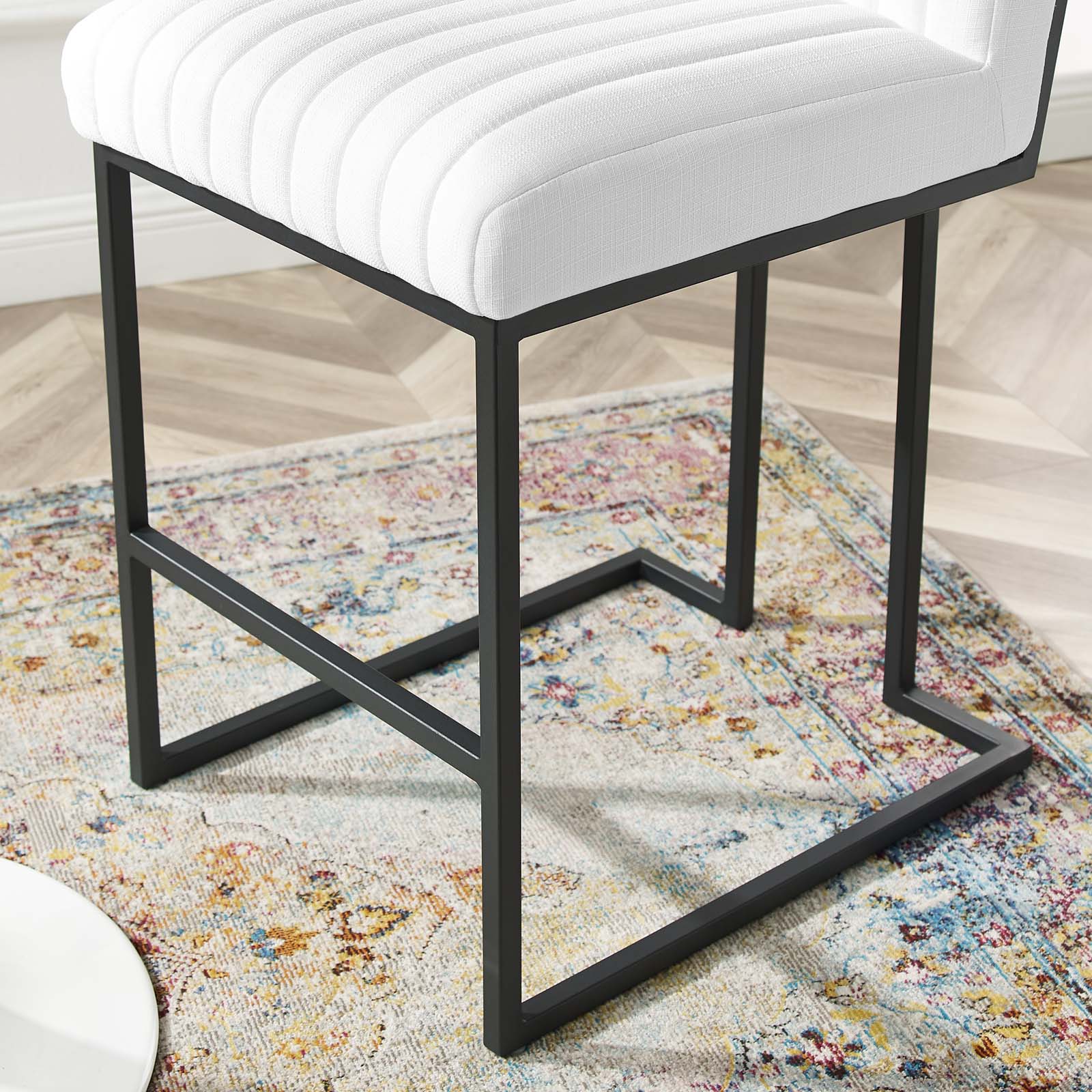 Modway Barstools - Indulge Channel Tufted Fabric Counter Stool White
