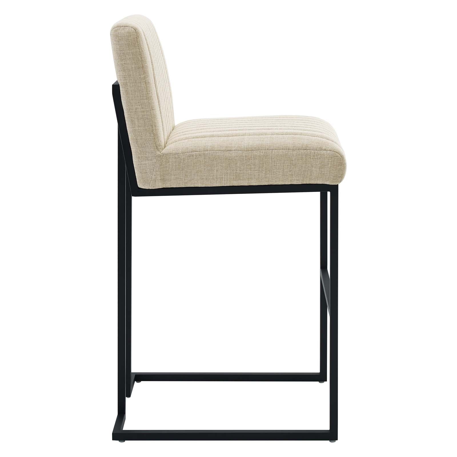 Modway Barstools - Indulge Channel Tufted Fabric Bar Stool Beige