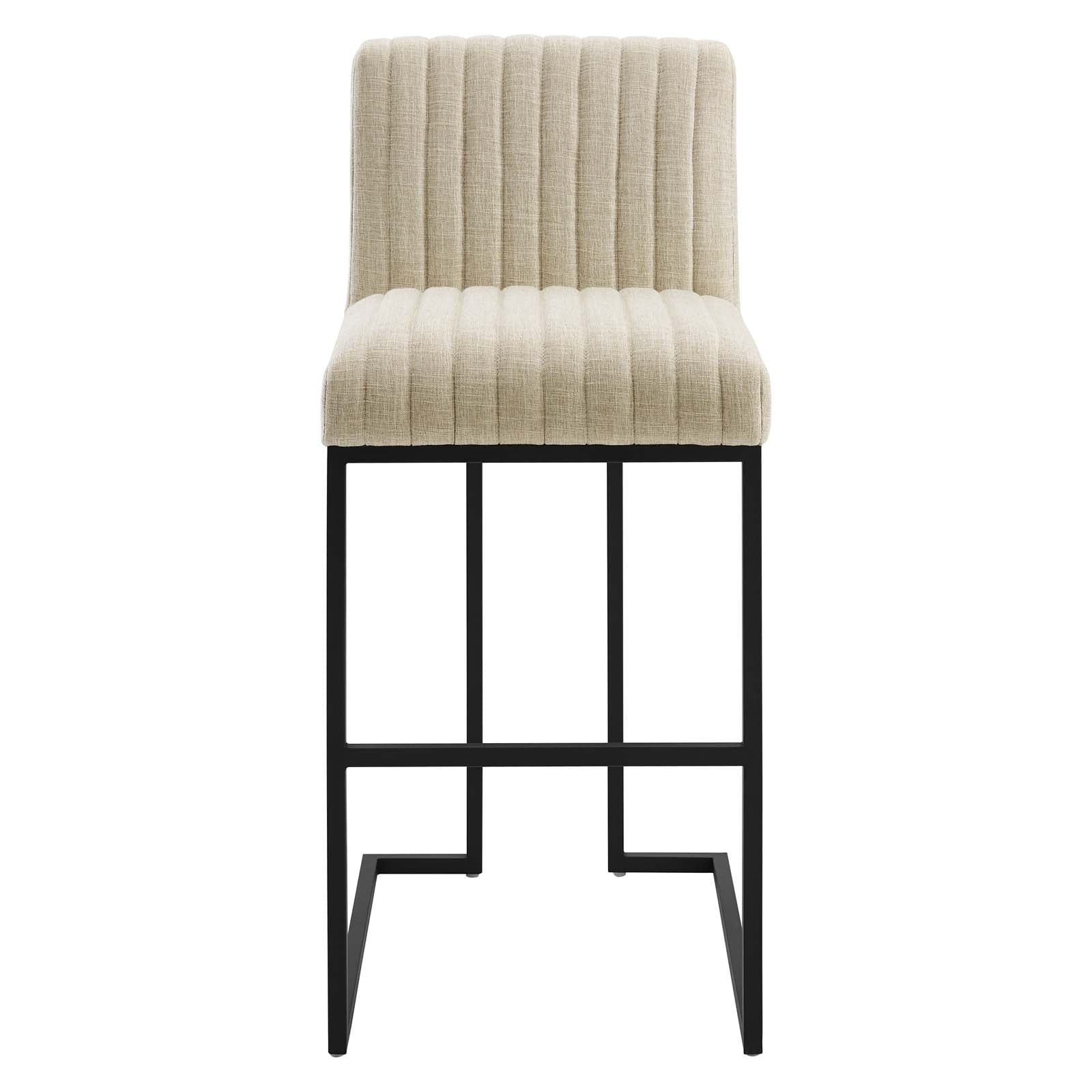 Modway Barstools - Indulge Channel Tufted Fabric Bar Stool Beige