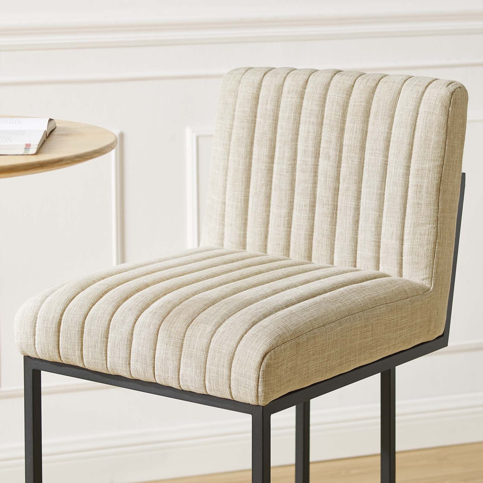 Modway Barstools - Indulge Channel Tufted Fabric Bar Stool Beige