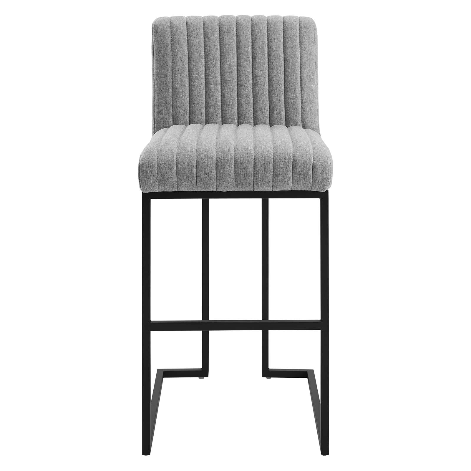 Modway Barstools - Indulge-Channel-Tufted-Fabric-Bar-Stool-Light-Gray