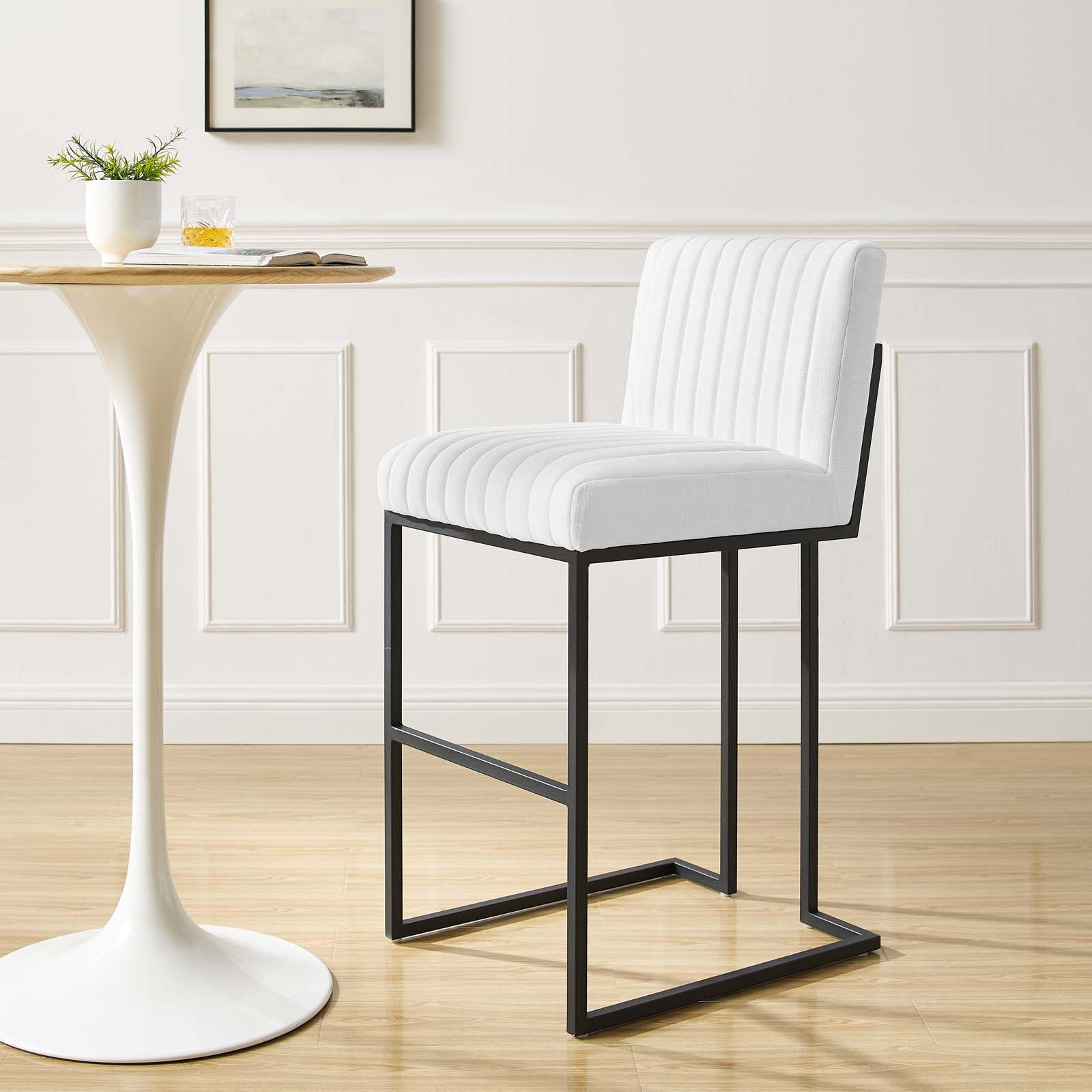 Modway Barstools - Indulge-Channel-Tufted-Fabric-Bar-Stool-White