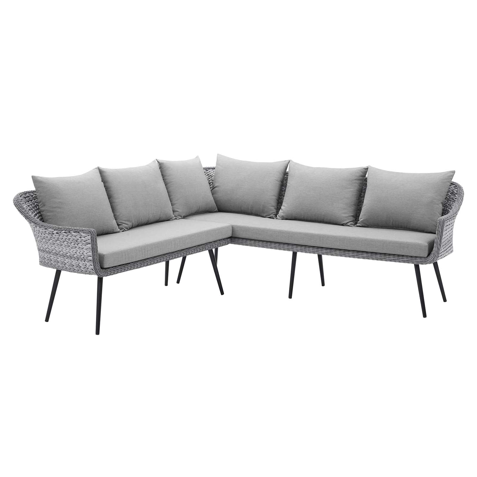 Modway Outdoor Sofas - Endeavor Outdoor Patio Wicker Rattan Sectional Sofa Gray