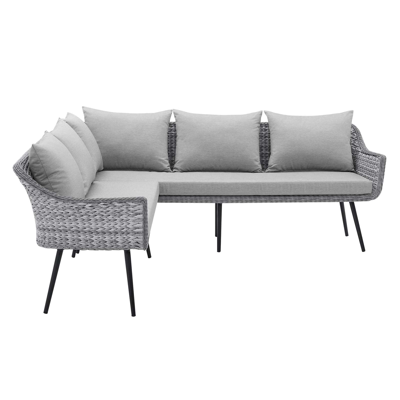 Modway Outdoor Sofas - Endeavor Outdoor Patio Wicker Rattan Sectional Sofa Gray