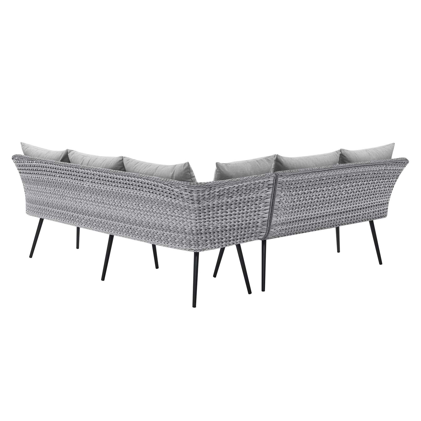 Modway Outdoor Sofas - Endeavor Outdoor Patio Wicker Rattan Sectional Sofa Gray
