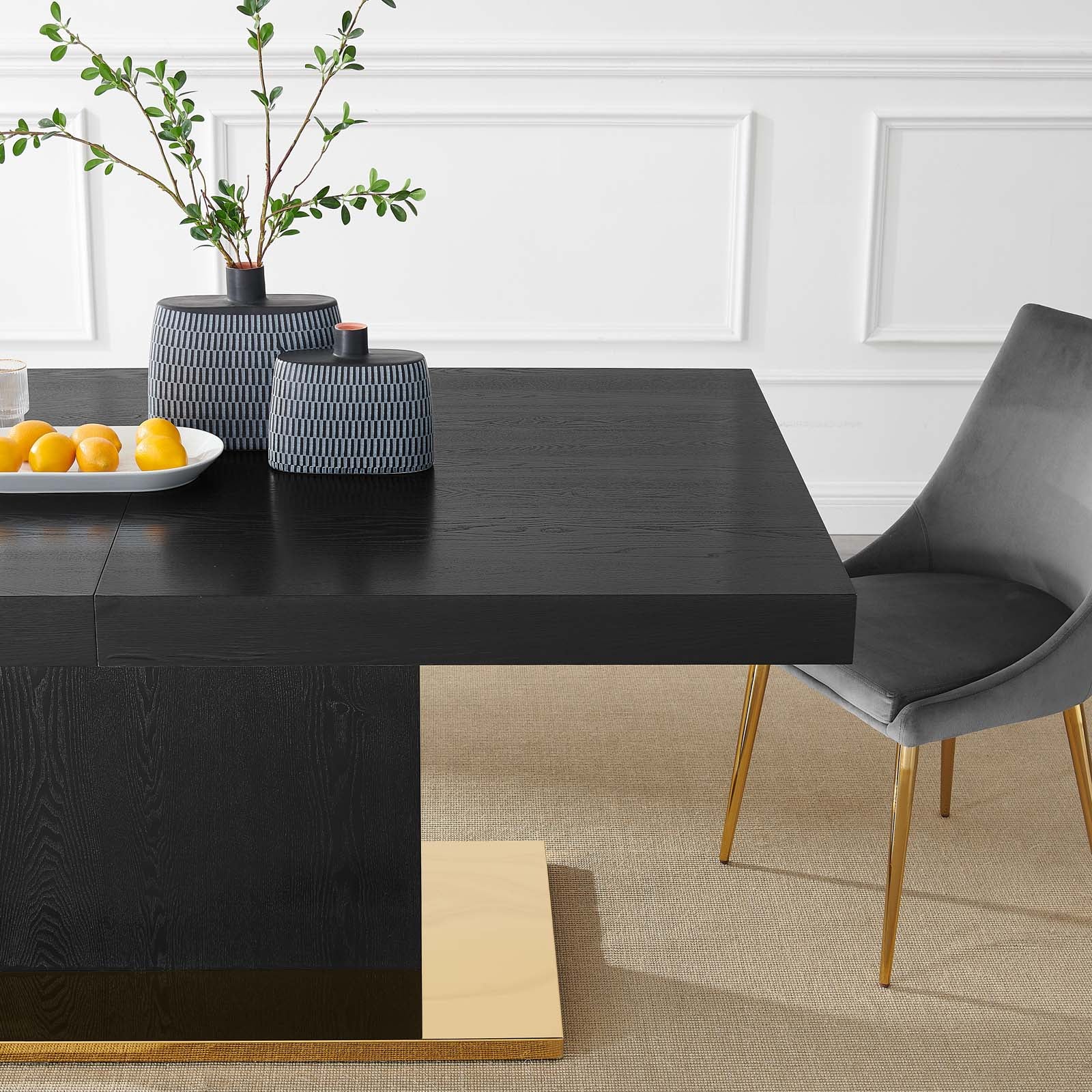 Modway Dining Tables - Vector-Expandable-Dining-Table-Black-Gold