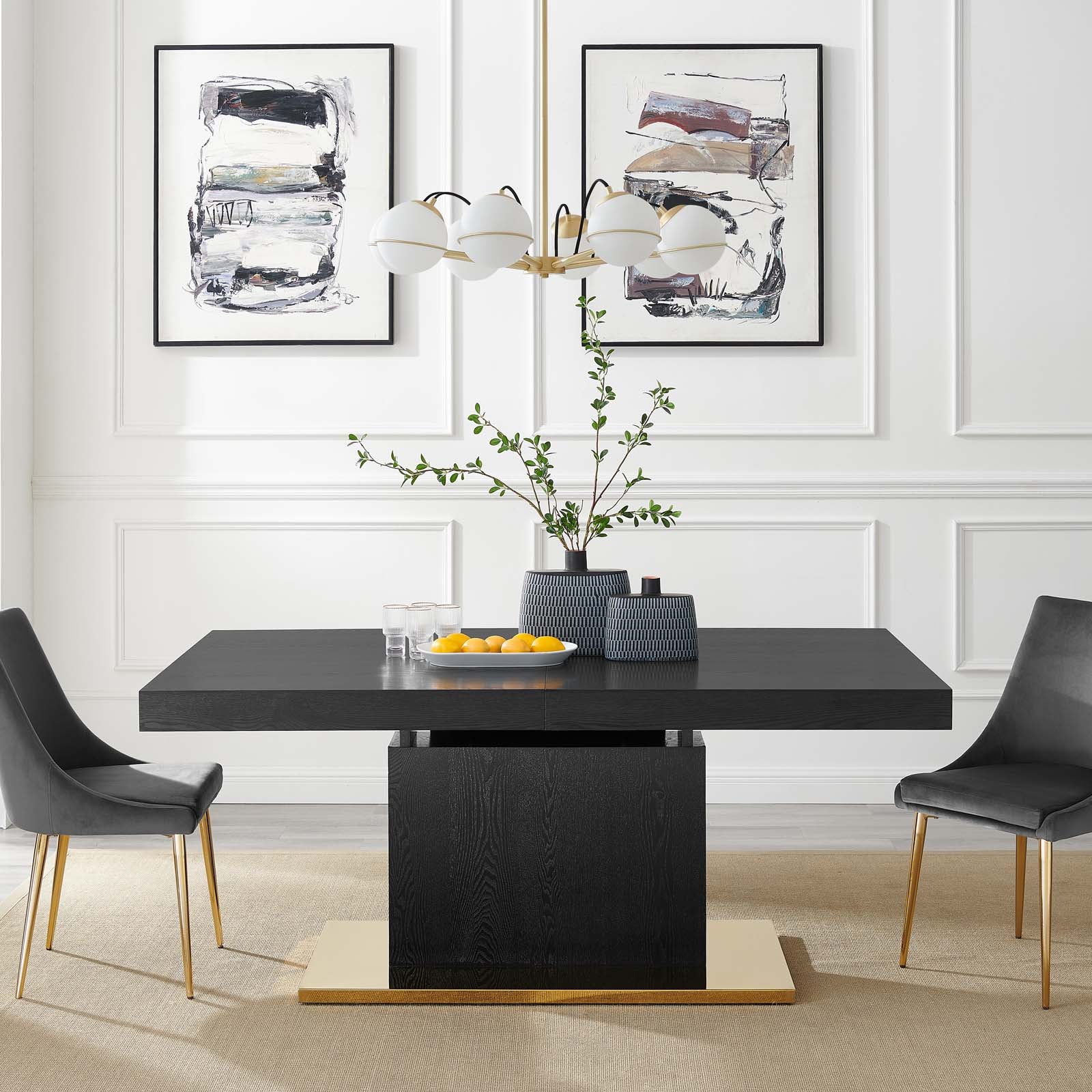 Modway Dining Tables - Vector-Expandable-Dining-Table-Black-Gold