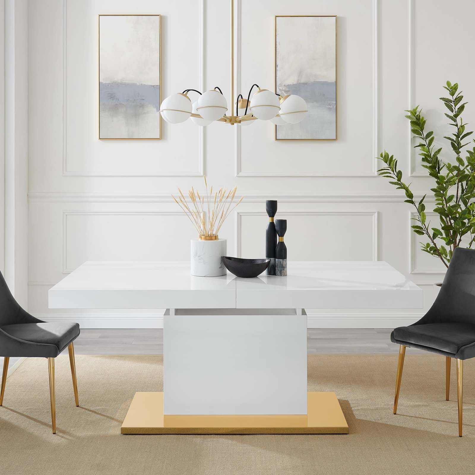 Vector-Expandable-Dining-Table-White-Gold