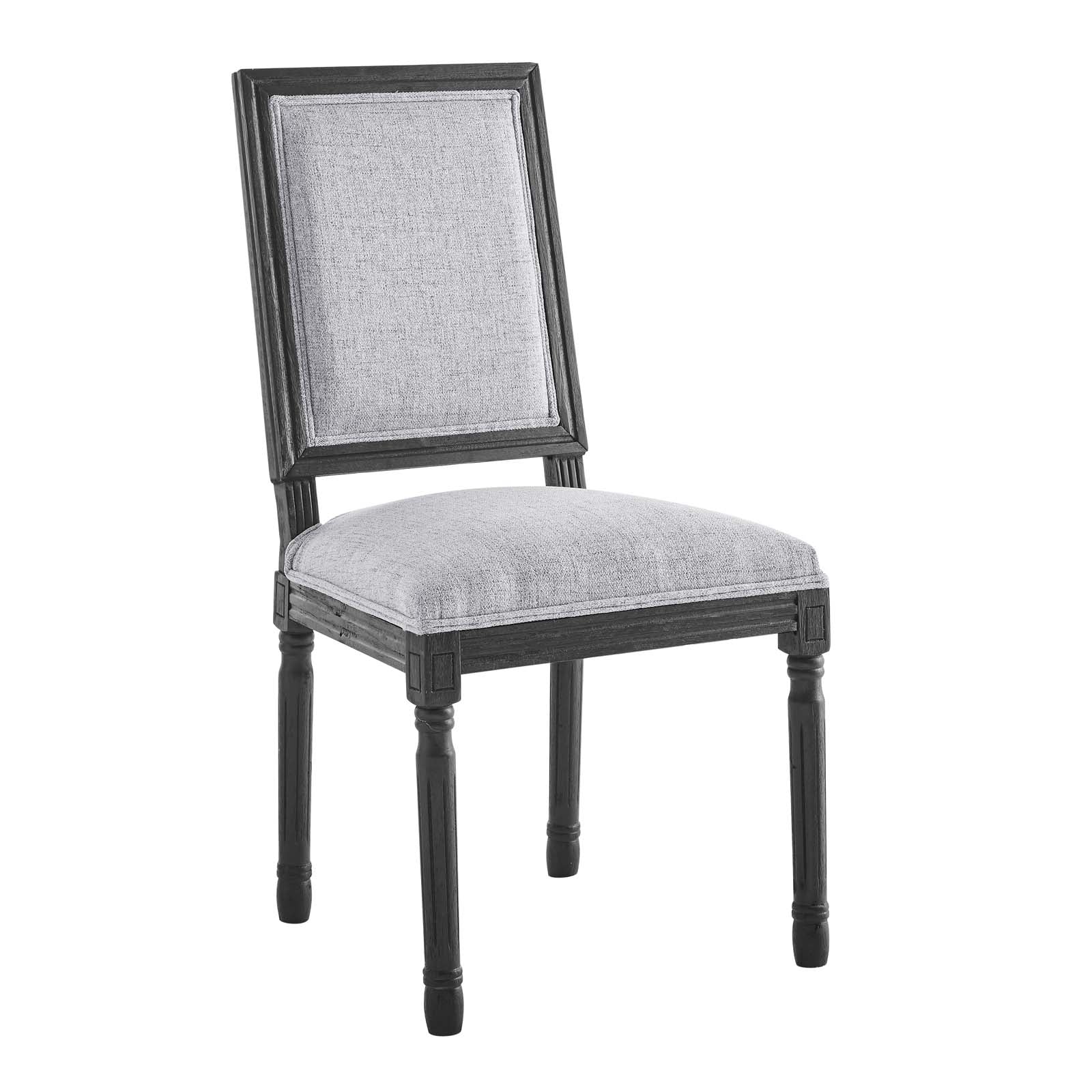 Modway Dining Chairs - Court French Vintage Upholstered Fabric Dining Side Chair Black Light Gray