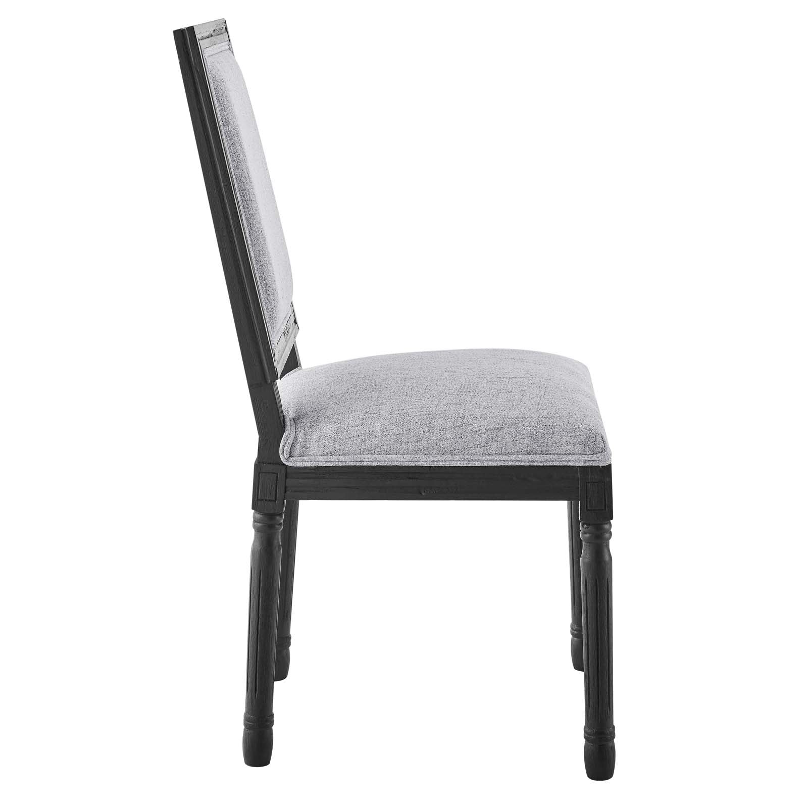 Modway Dining Chairs - Court French Vintage Upholstered Fabric Dining Side Chair Black Light Gray