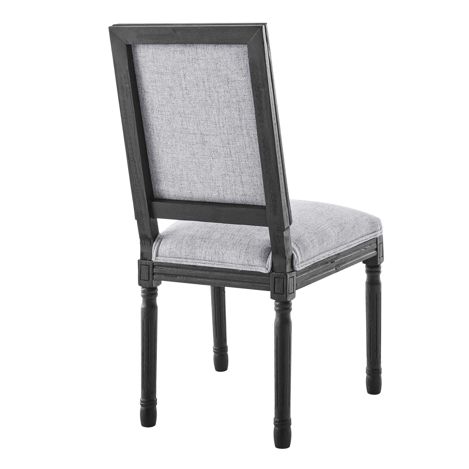 Modway Dining Chairs - Court French Vintage Upholstered Fabric Dining Side Chair Black Light Gray