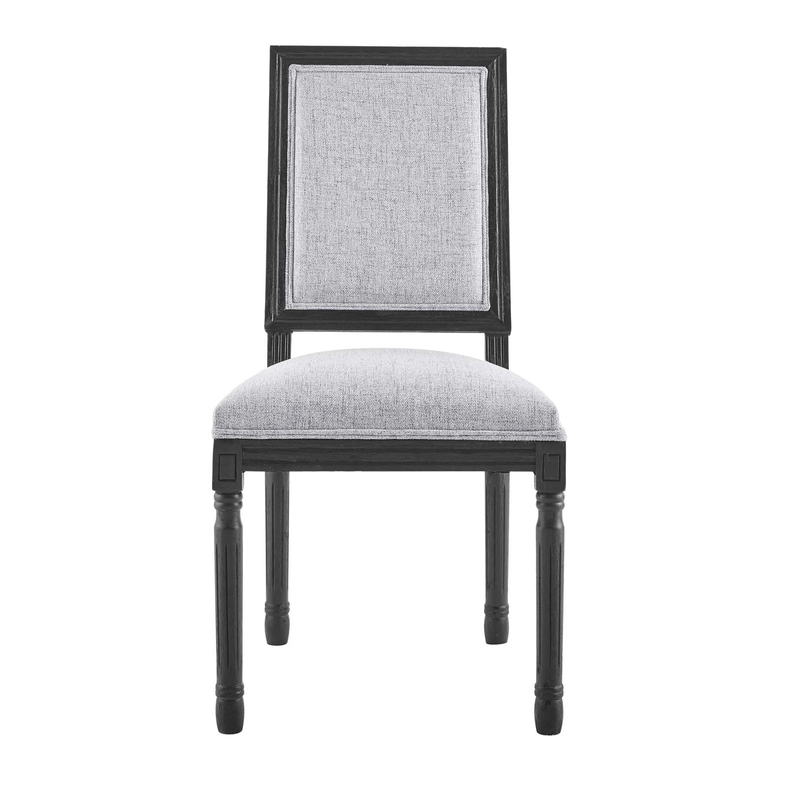Modway Dining Chairs - Court French Vintage Upholstered Fabric Dining Side Chair Black Light Gray