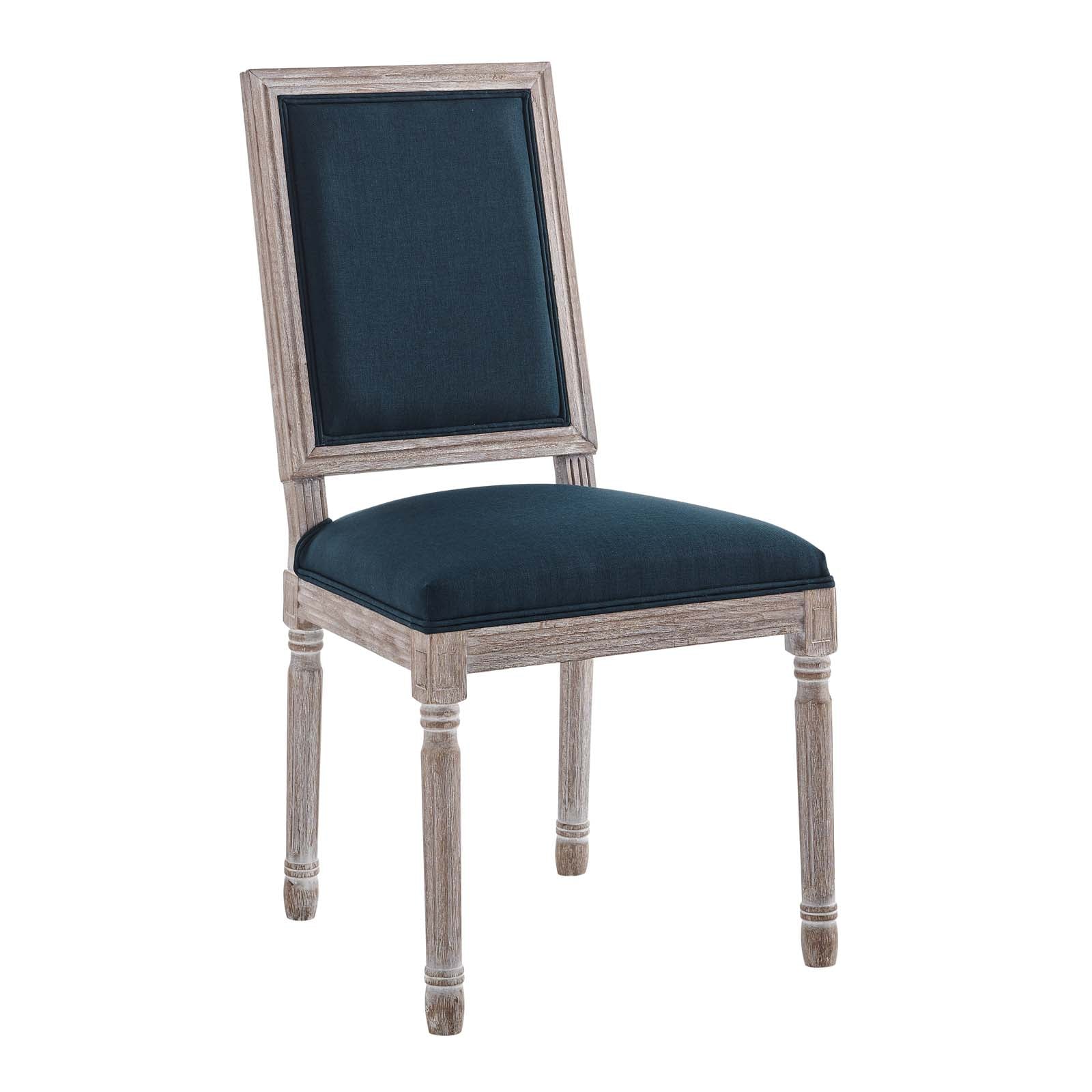Modway Dining Chairs - Court French Vintage Upholstered Fabric Dining Side Chair Natural Blue