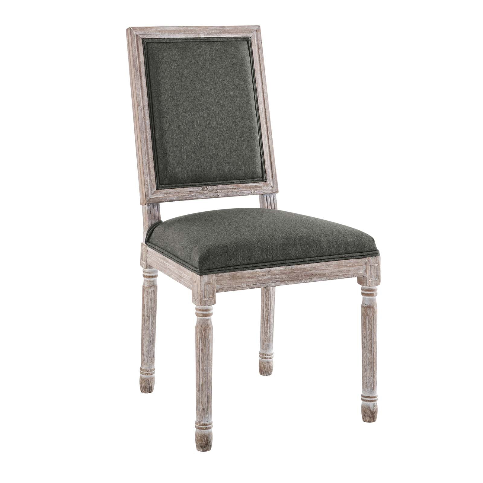 Modway Dining Chairs - Court French Vintage Upholstered Fabric Dining Side Chair Natural Gray