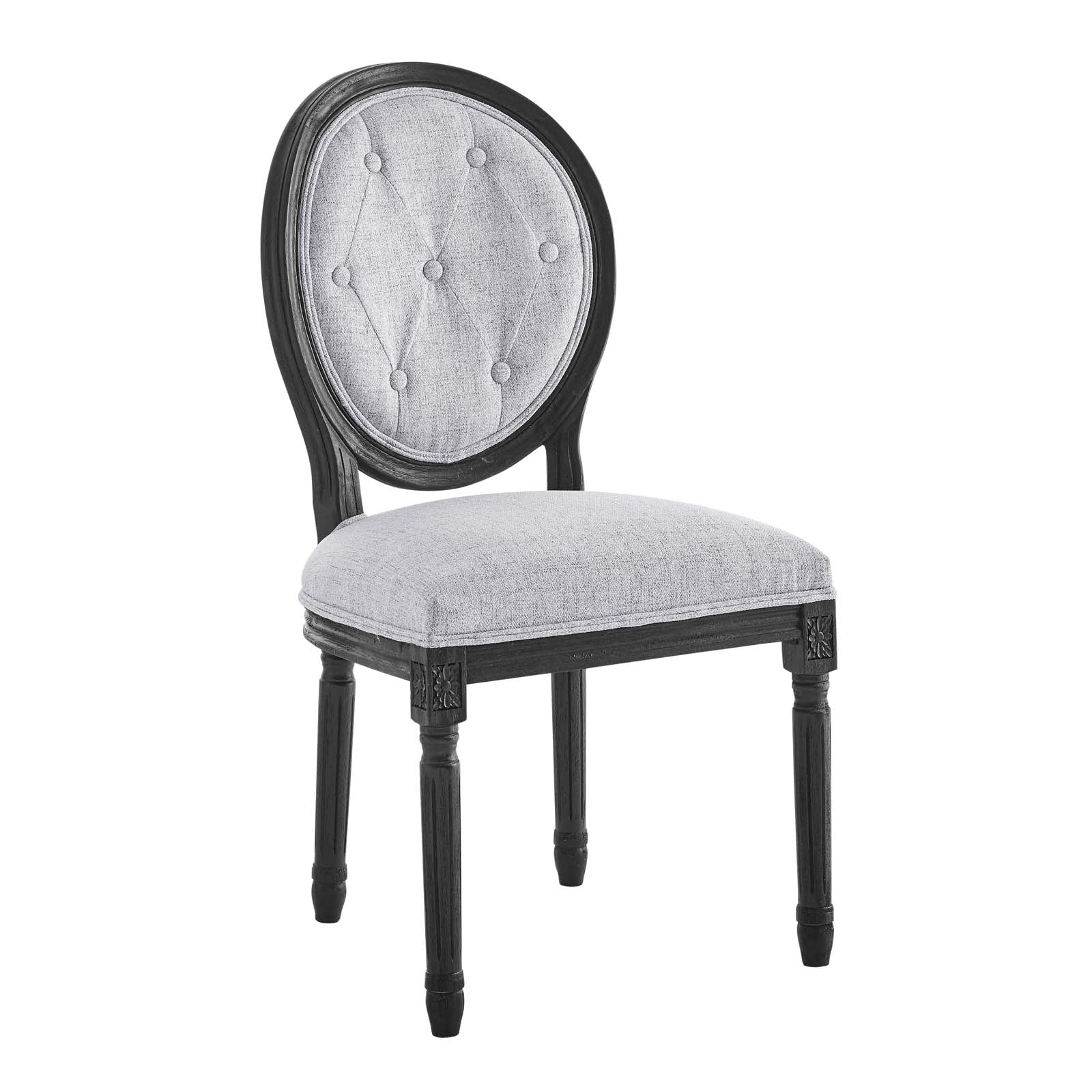 Modway Dining Chairs - Arise Vintage French Upholstered Fabric Dining Side Chair Black Light Gray