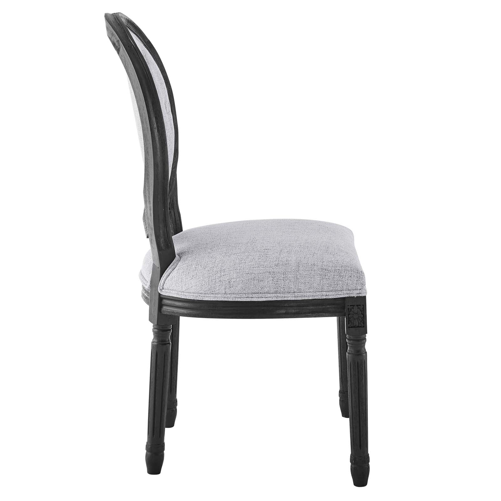 Modway Dining Chairs - Arise Vintage French Upholstered Fabric Dining Side Chair Black Light Gray