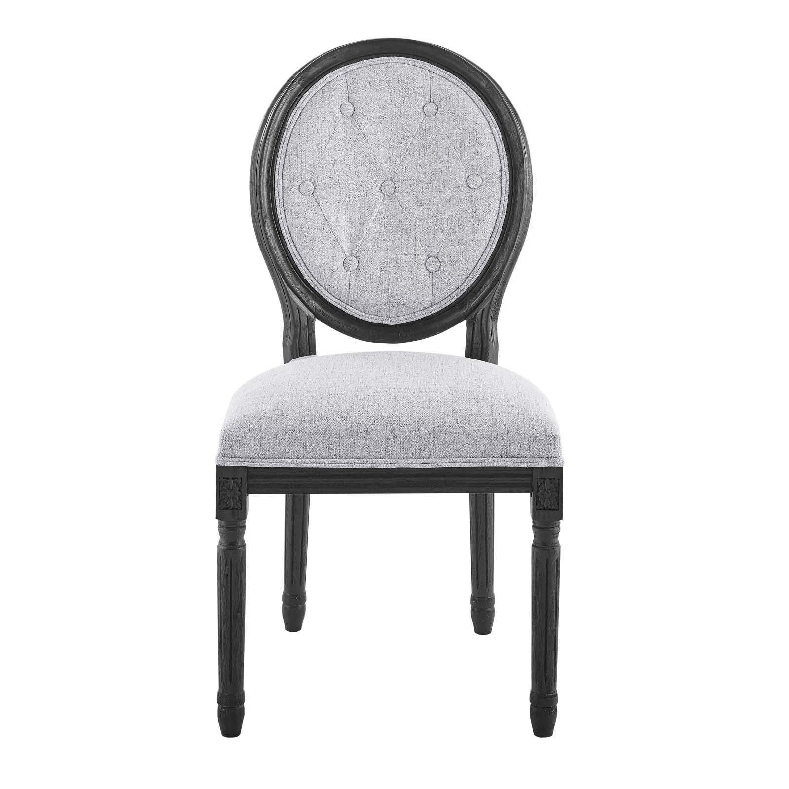 Modway Dining Chairs - Arise Vintage French Upholstered Fabric Dining Side Chair Black Light Gray