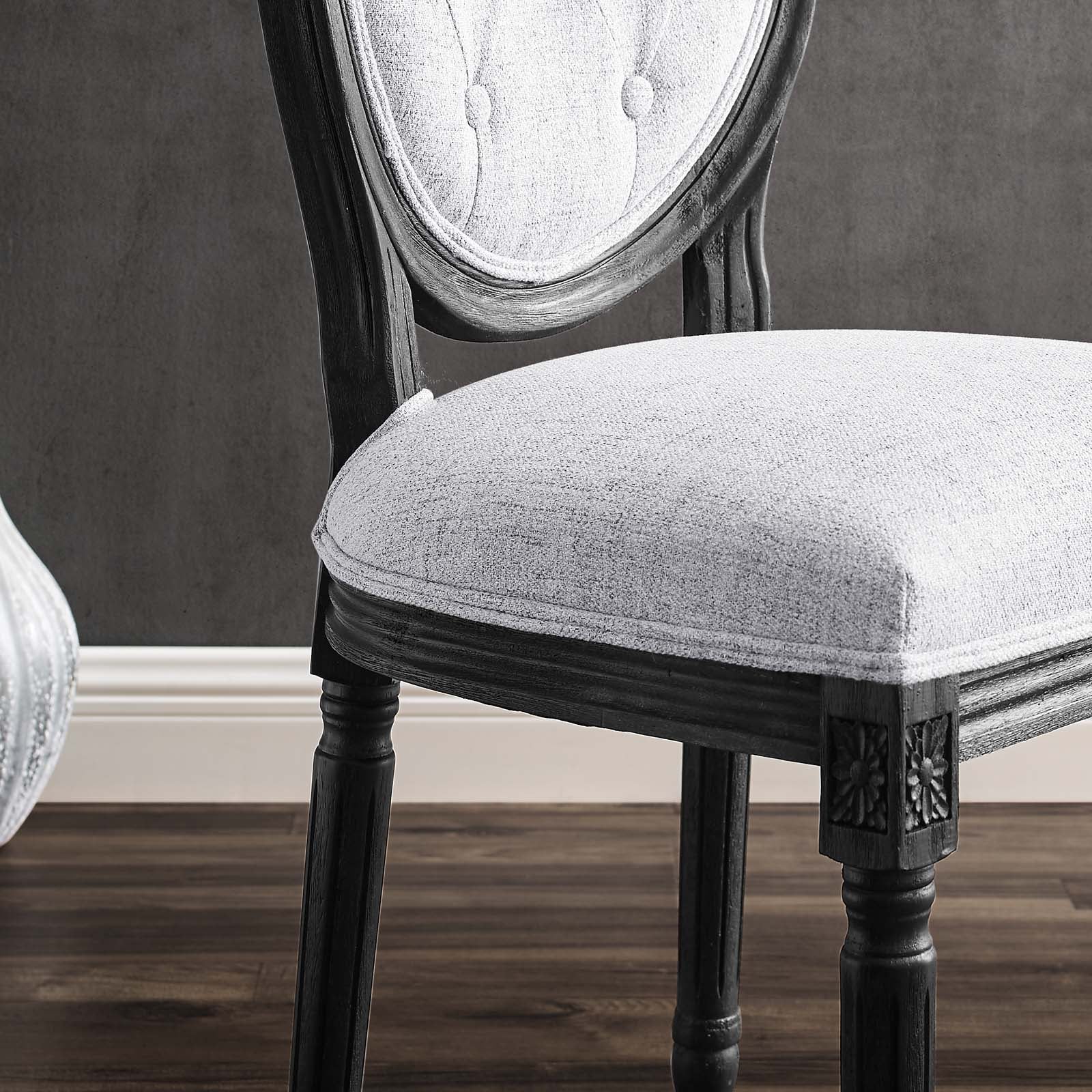 Modway Dining Chairs - Arise Vintage French Upholstered Fabric Dining Side Chair Black Light Gray