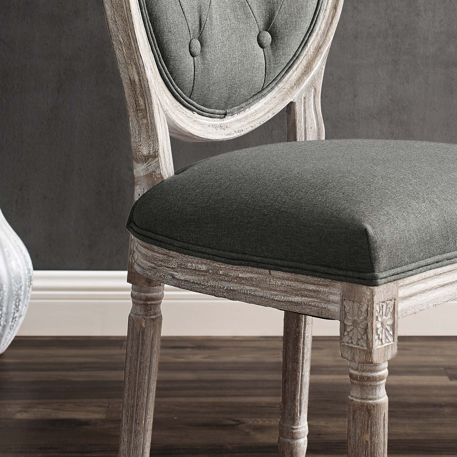 Modway Dining Chairs - Arise Vintage French Upholstered Fabric Dining Side Chair Natural Gray