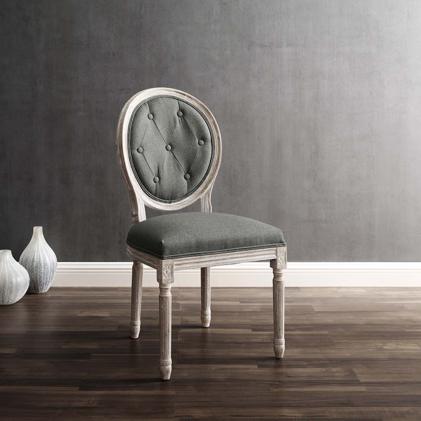 Modway Dining Chairs - Arise Vintage French Upholstered Fabric Dining Side Chair Natural Gray