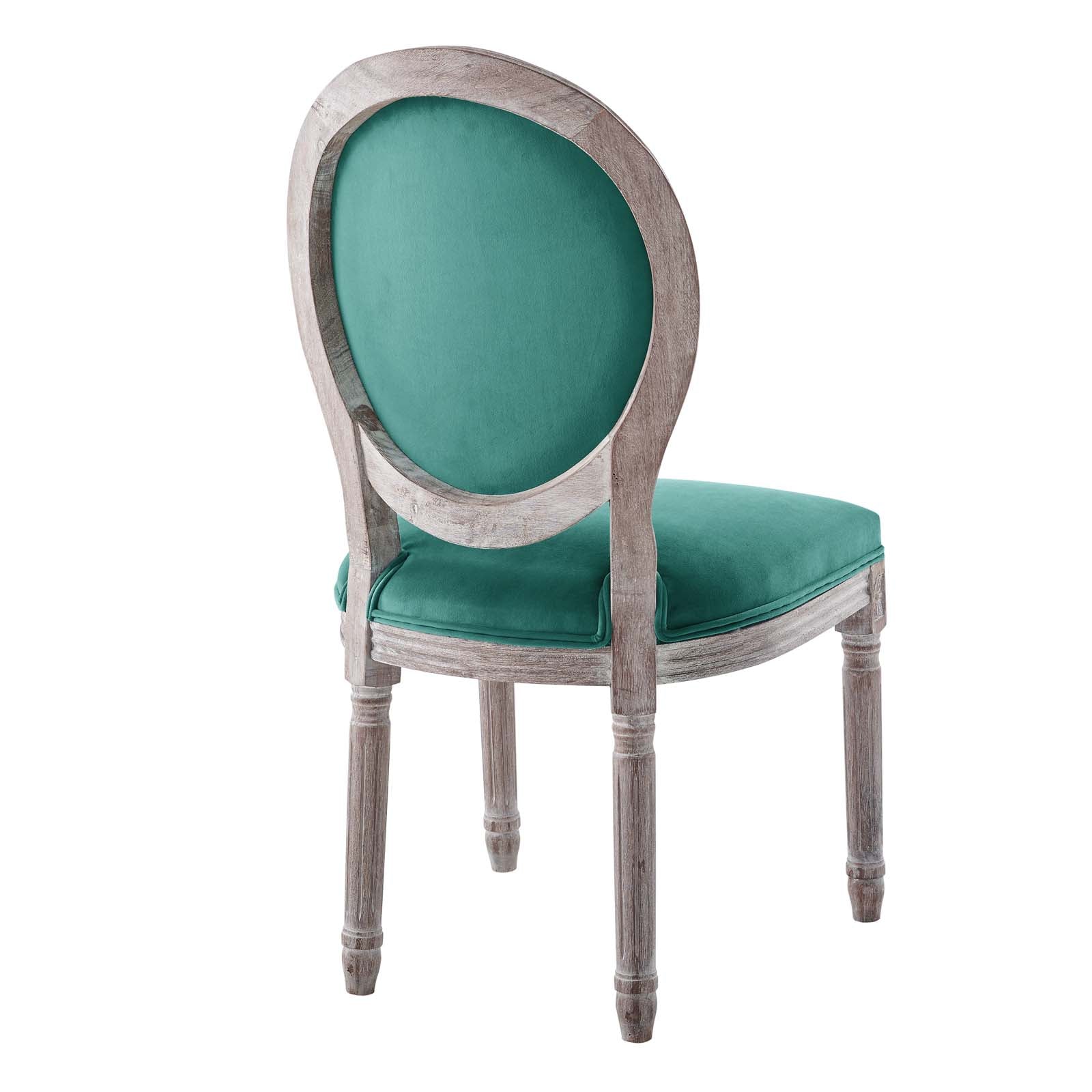 Modway Dining Chairs - Arise Vintage French Performance Velvet Dining Side Chair Natural Teal