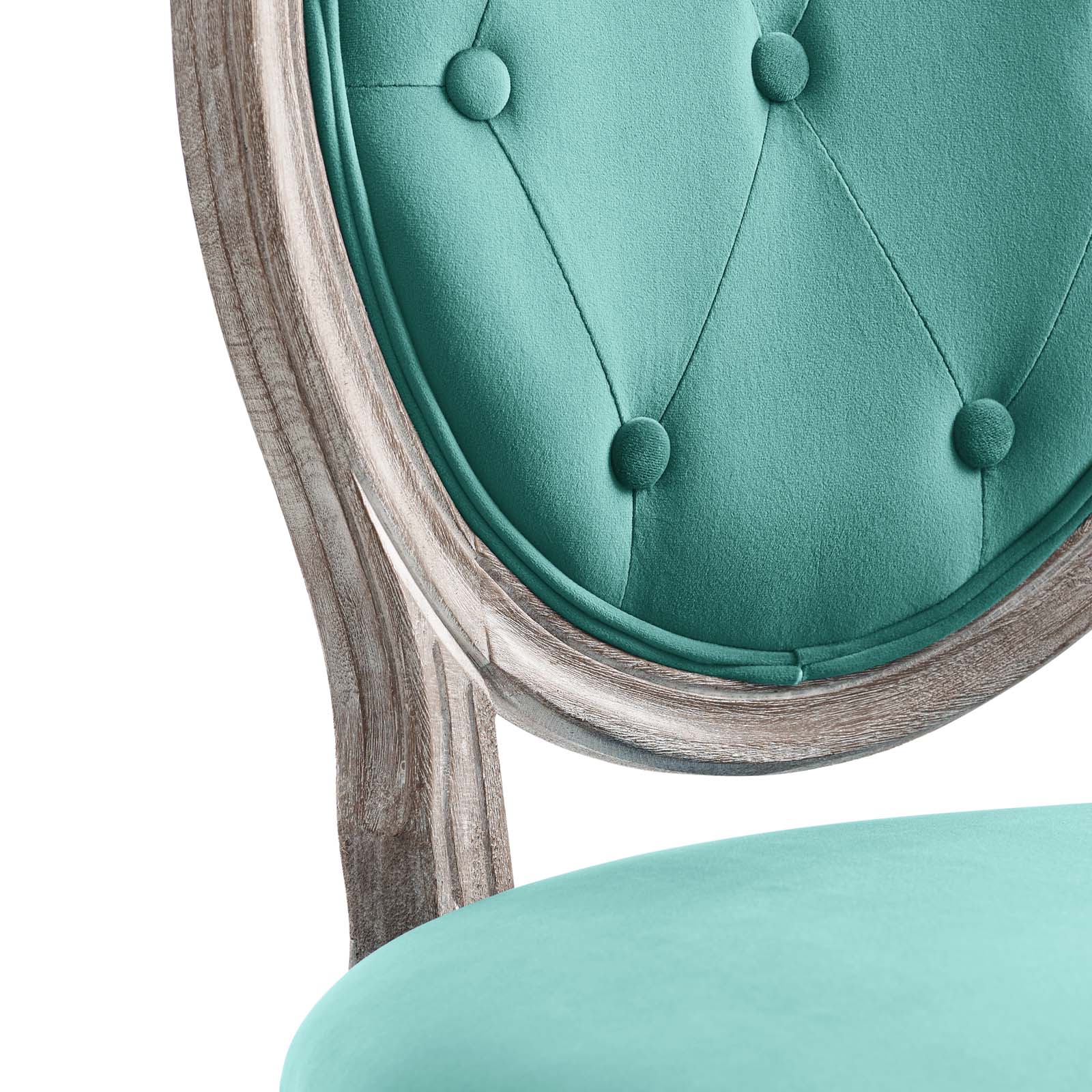 Modway Dining Chairs - Arise Vintage French Performance Velvet Dining Side Chair Natural Teal
