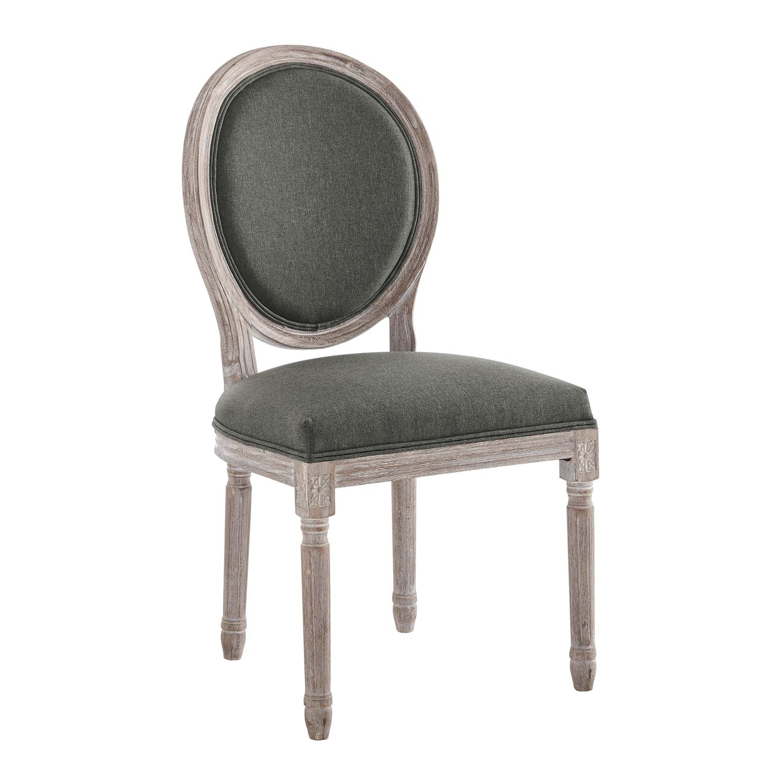 Modway Dining Chairs - Emanate Vintage French Upholstered Fabric Dining Side Chair Natural Gray