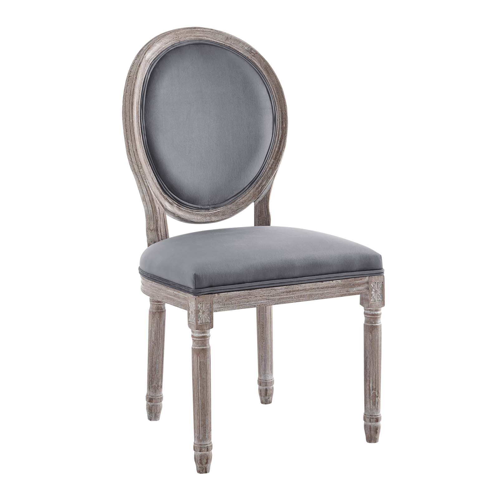 Modway Dining Chairs - Emanate Vintage French Performance Velvet Dining Side Chair Natural Gray