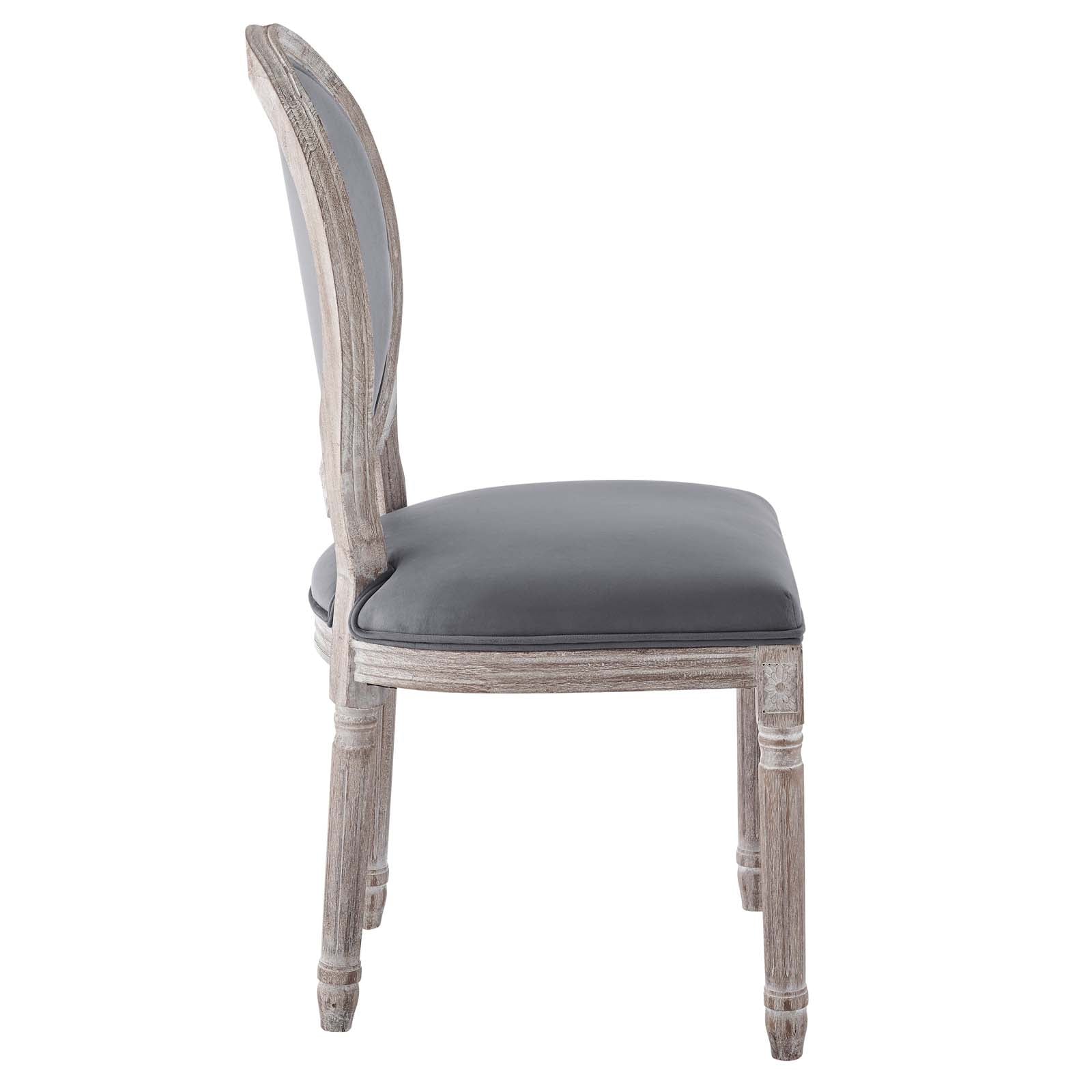 Modway Dining Chairs - Emanate Vintage French Performance Velvet Dining Side Chair Natural Gray