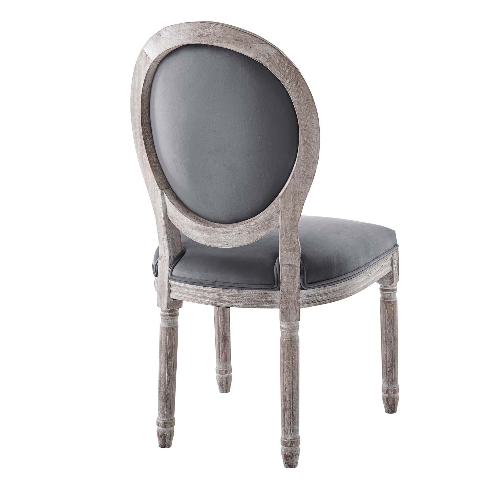 Modway Dining Chairs - Emanate Vintage French Performance Velvet Dining Side Chair Natural Gray