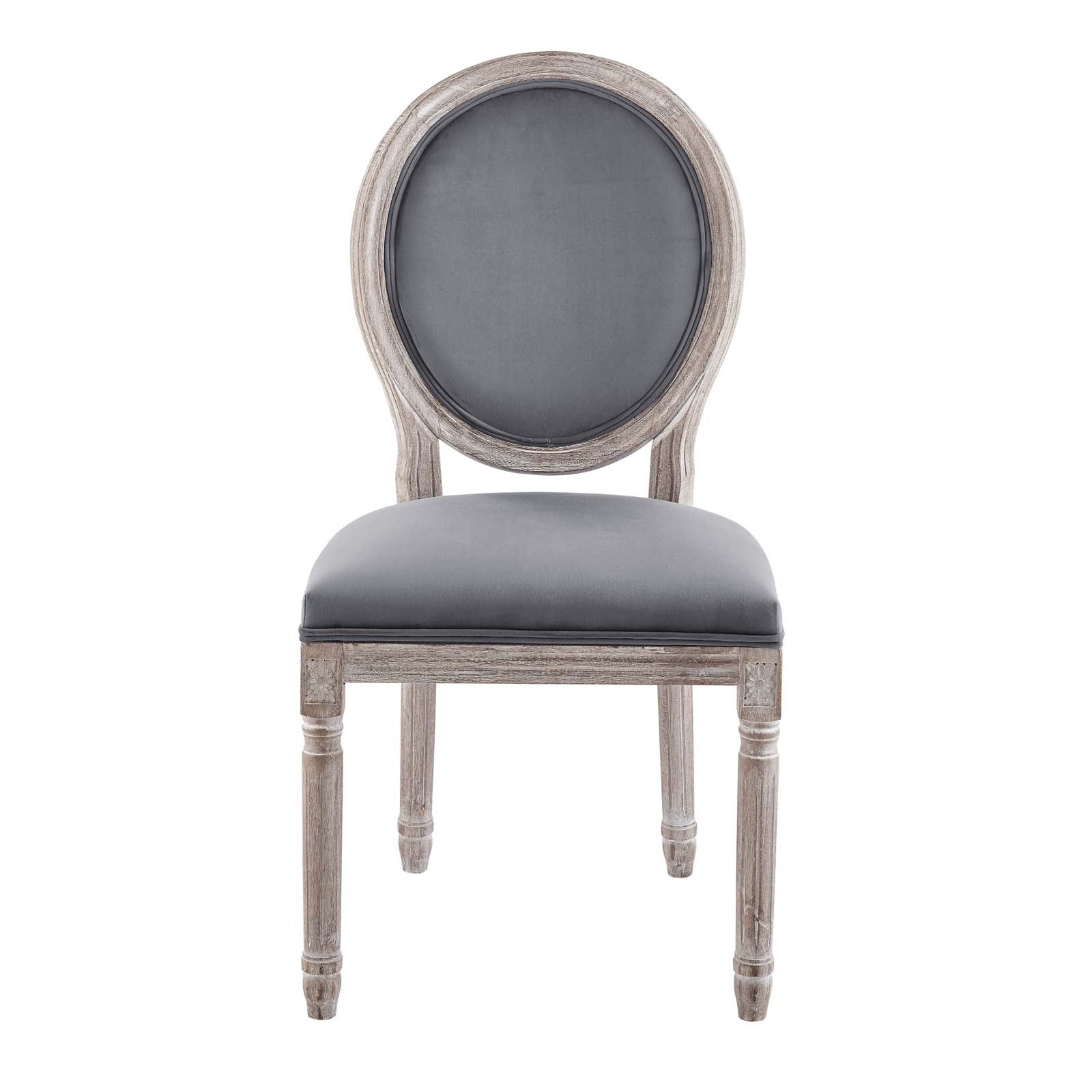 Modway Dining Chairs - Emanate Vintage French Performance Velvet Dining Side Chair Natural Gray