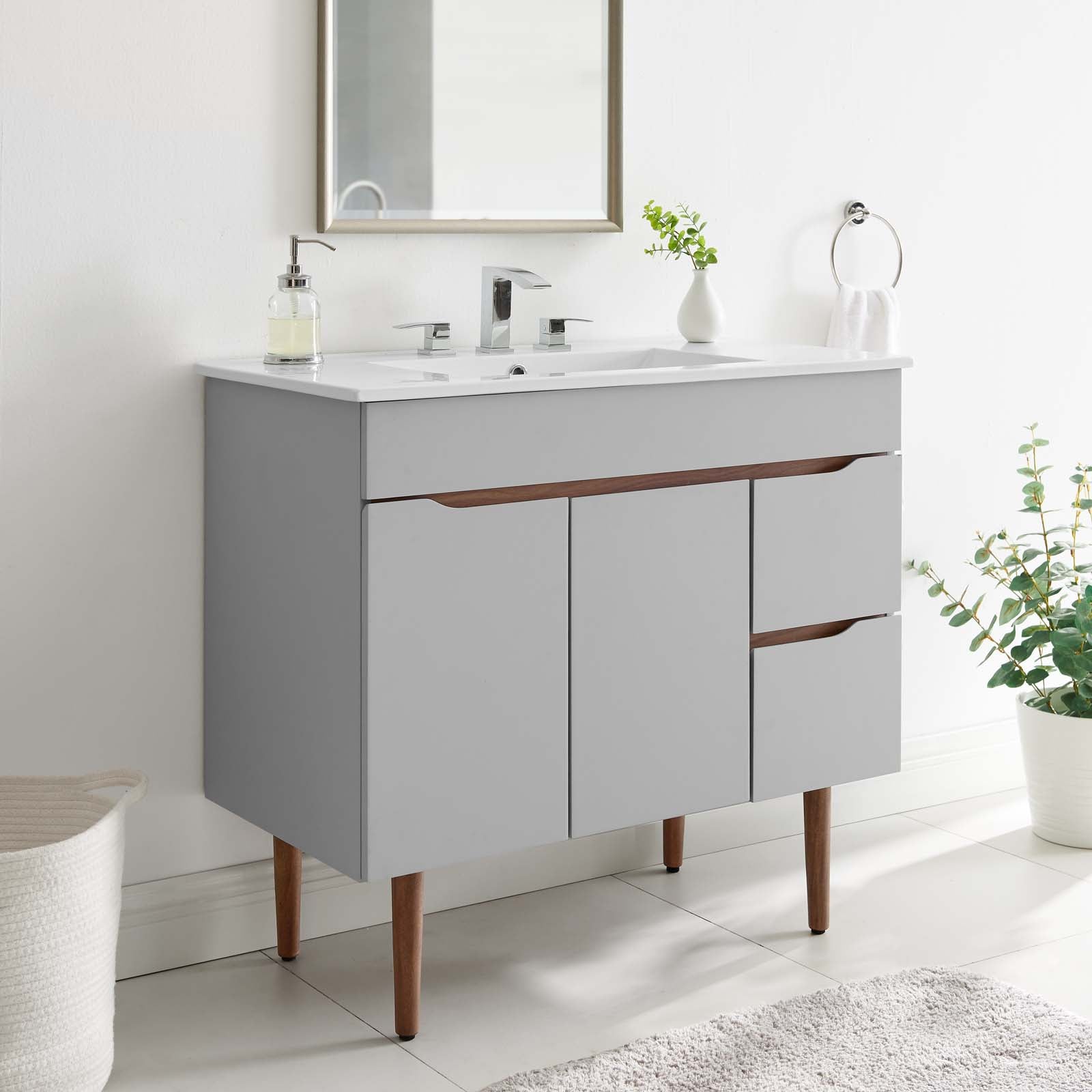 Modway Bathroom Vanity - Harvest 36" Bathroom Vanity Gray White