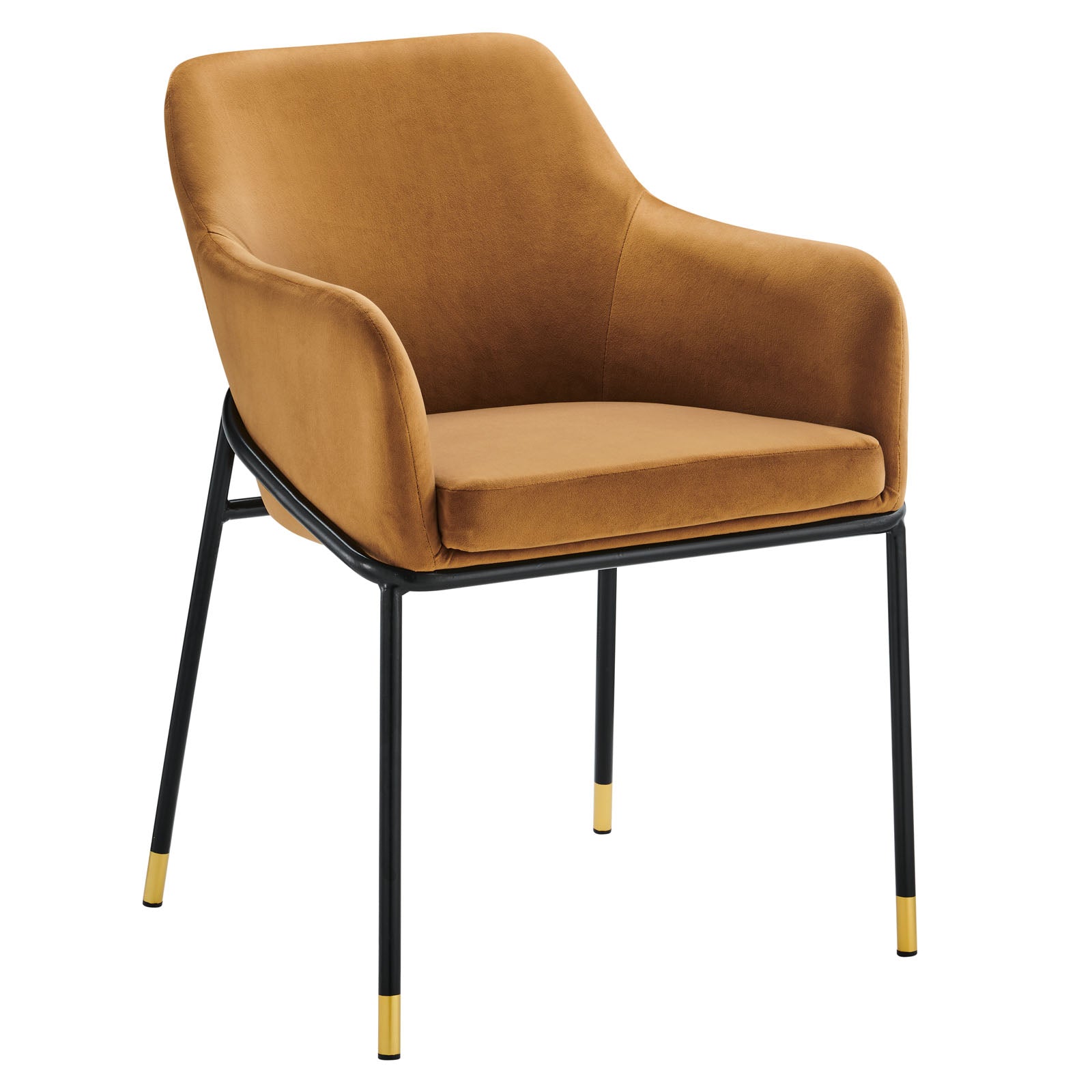 Modway Dining Chairs - Jovi Performance Velvet Dining Armchair Black Cognac