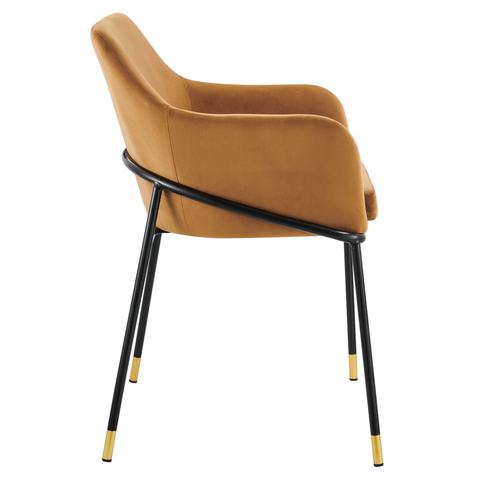 Modway Dining Chairs - Jovi Performance Velvet Dining Armchair Black Cognac