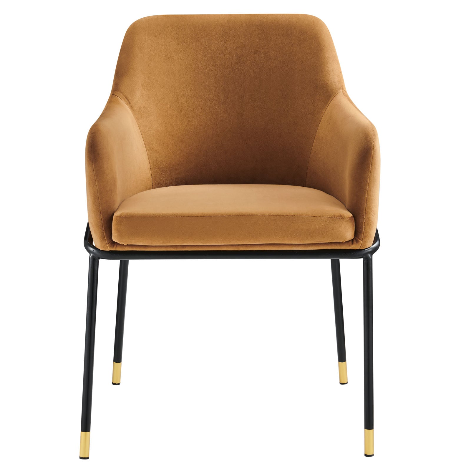 Modway Dining Chairs - Jovi Performance Velvet Dining Armchair Black Cognac