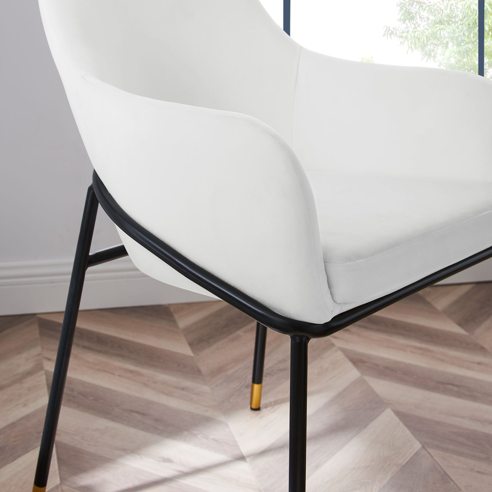 Modway Dining Chairs - Jovi Performance Velvet Dining Armchair Black White