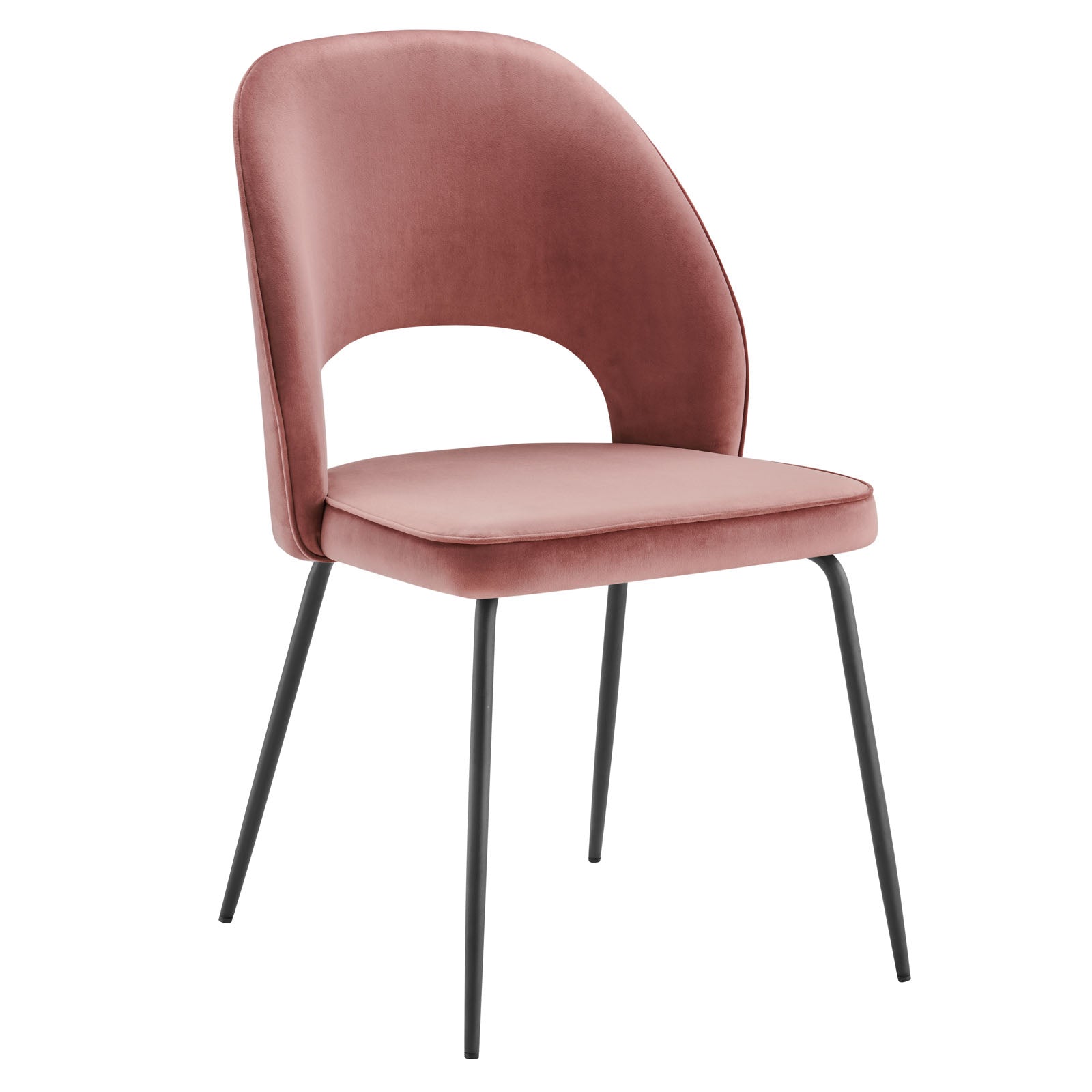 Modway Dining Chairs - Nico Performance Velvet Dining Chair Set of 2 Black Dusty Rose