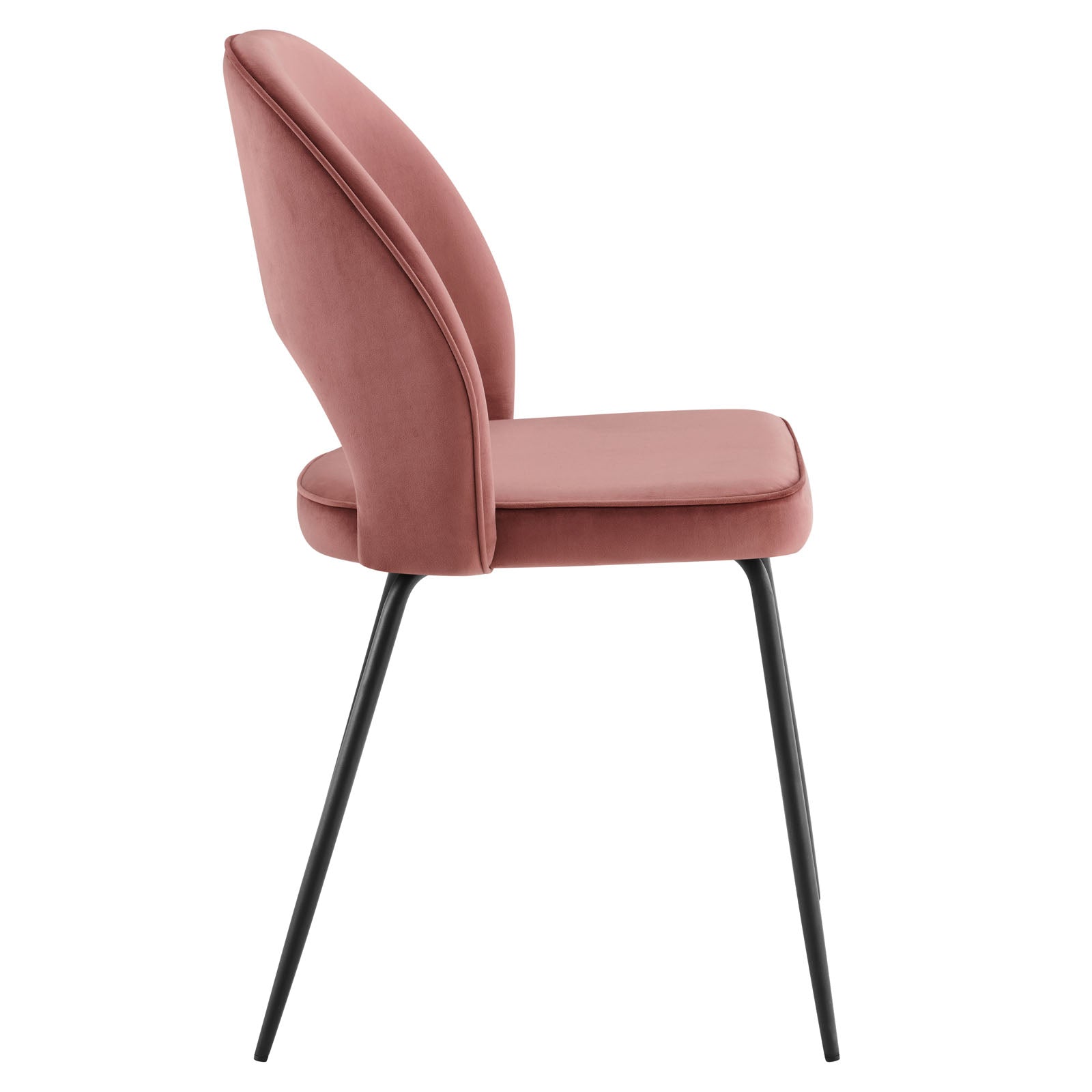 Modway Dining Chairs - Nico Performance Velvet Dining Chair Set of 2 Black Dusty Rose